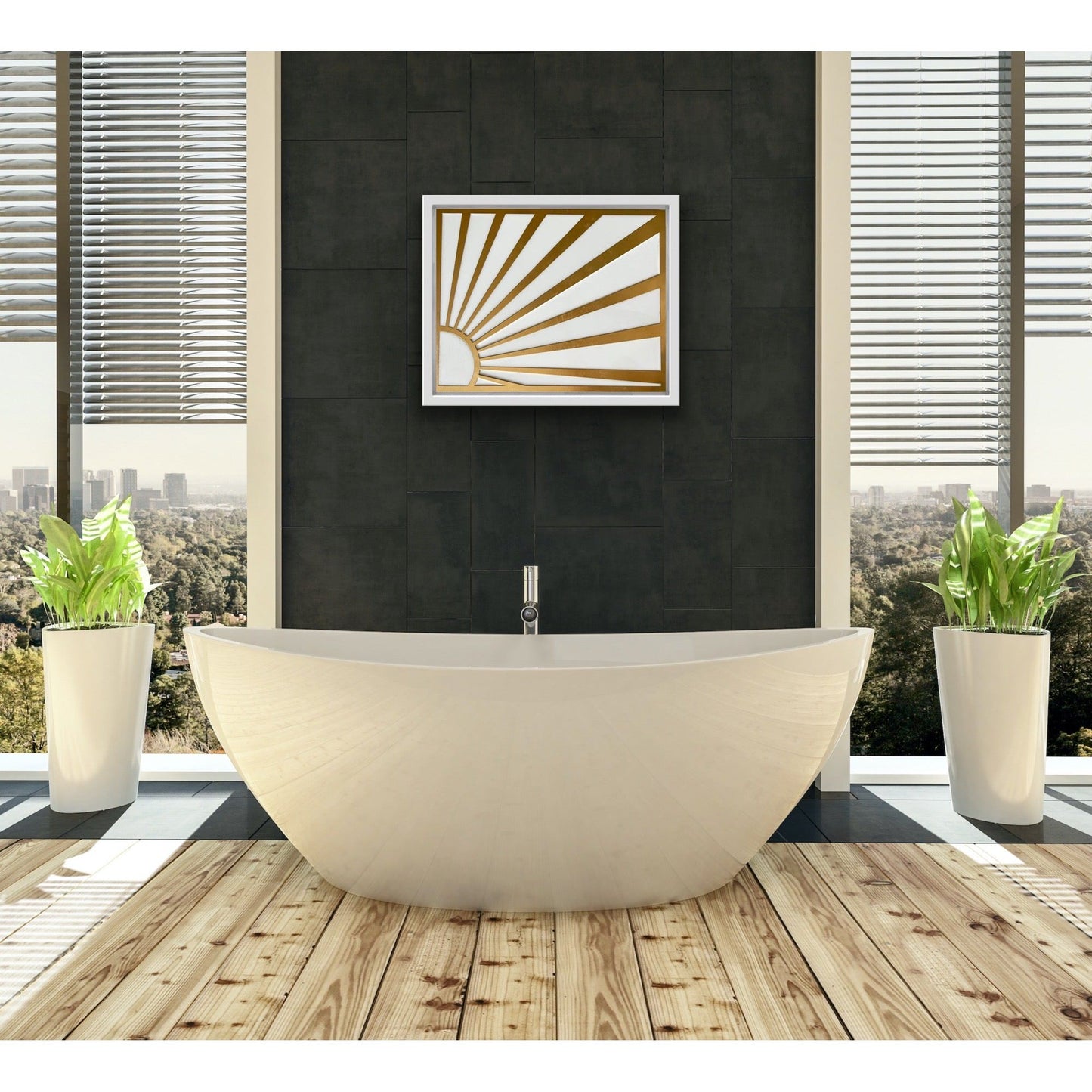 SUNBURST WHITE & GOLD WALL ART